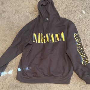 NIRVANA grey Hoodie with Yellow logo.